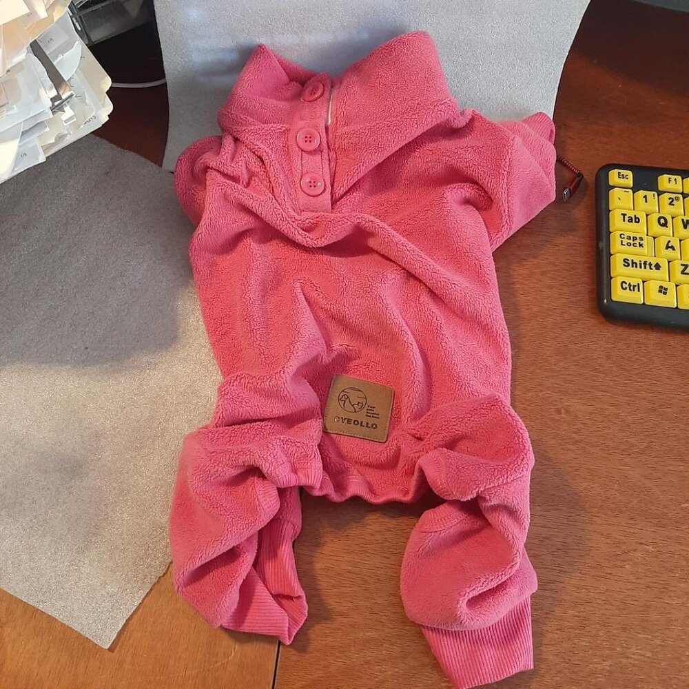 NEW With Bag ! Cyeollo Dog Pajama Warm Fleece Coat Pjs Thermal Sweater Pink SzXL